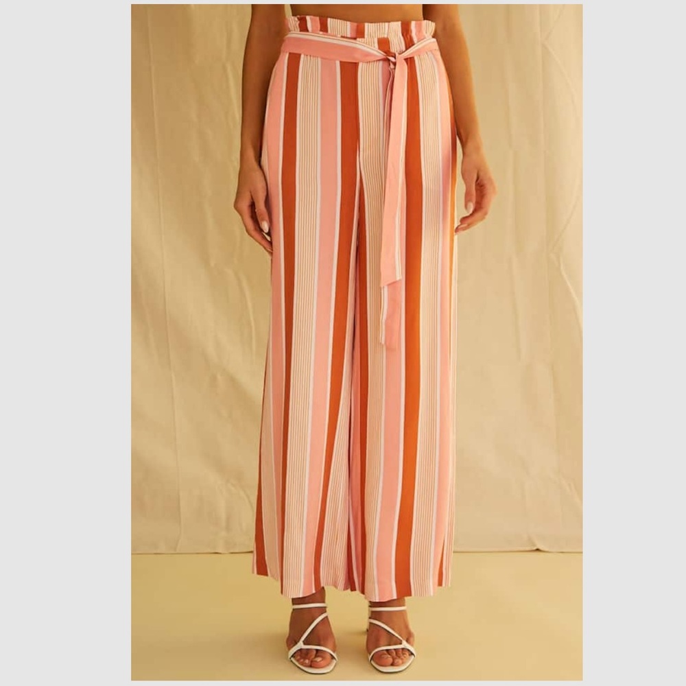 Belted Striped Spring Pants